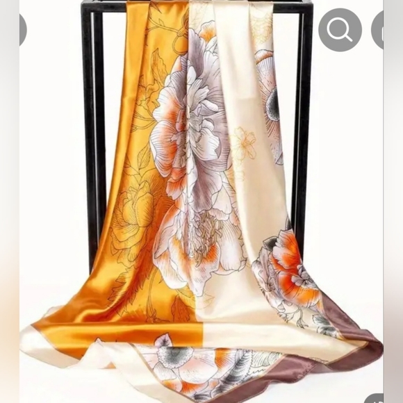 Source Unknown Accessories - 35.43" Vintage Floral Print, Scarf, Shawl, Head Wraps NIP